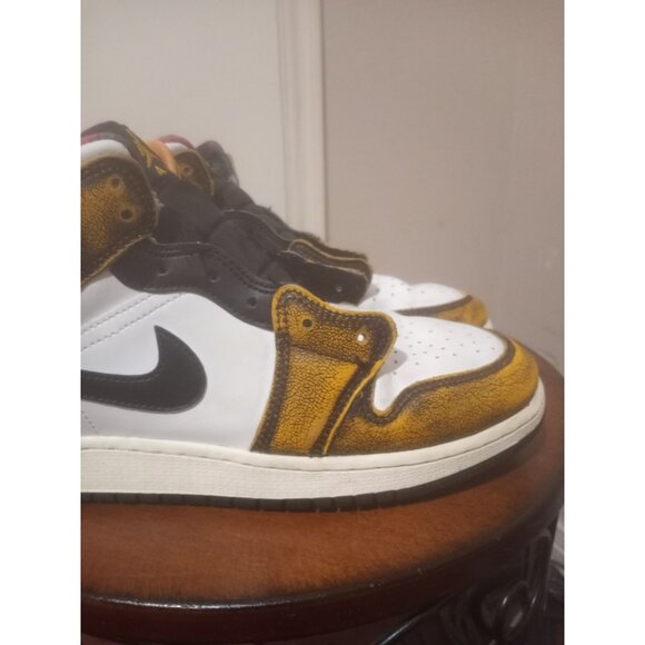 Nike Air Jordan 1 Mid Se Gs Suze 7Y Wear-away Taxi Yellow Black Aj1 DQ8418071 - Picture 6 of 14